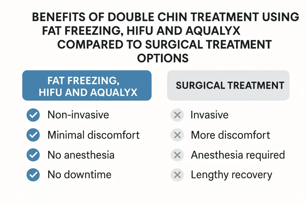 Graphic about the benefits of double chin treatment Berkshire - from LA LIPO