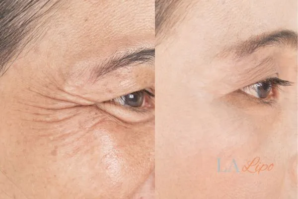 Before and after results of woman - HI-fu wrinkles reduction treatment Berkshire