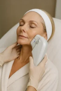 Woman receiving HIFU non surgical facelift treatment Berkshire