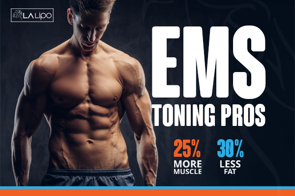 Graphic of man with toned body showing the benefits of LA-EMS Body Sculpting Berkshire treatment