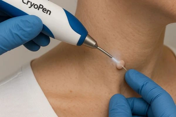 Person receiving Cryotherapy skin tag removal Berkshire